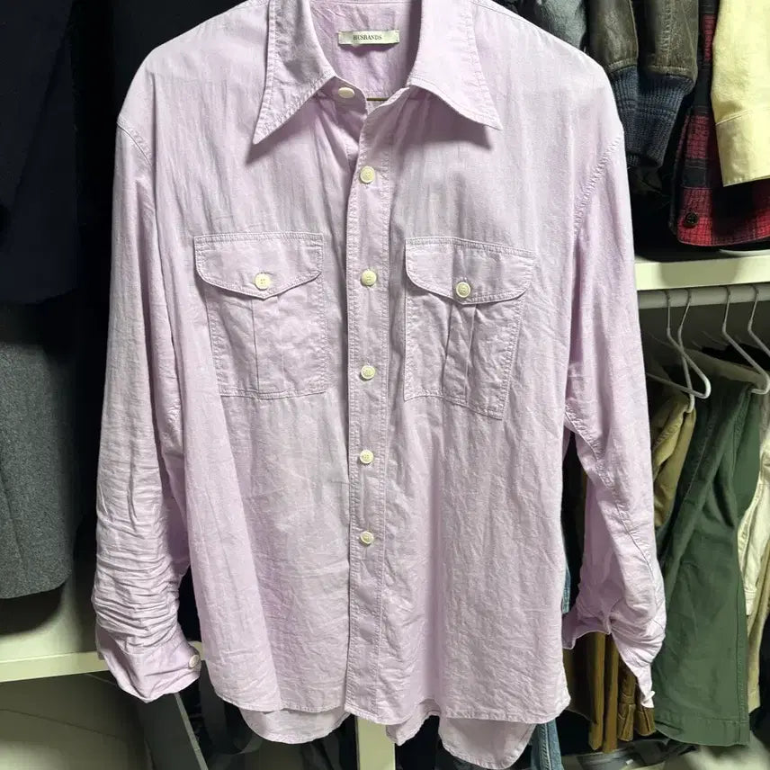 [BUNJANG] Husband Paris Boyscout Shirt Lilac Size 41 / 허즈밴드파리 보이스카웃셔츠 라일락(41 사이즈)