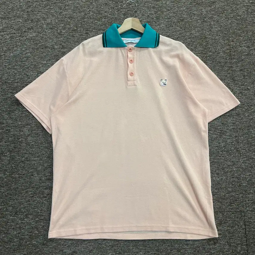 [BUNJANG] Maison Kitsuné Pink Fox Embroidery Short-Sleeve Polo T-Shirt XL / 메종키츠네 핑크 폭스자수 반팔 카라티 XL