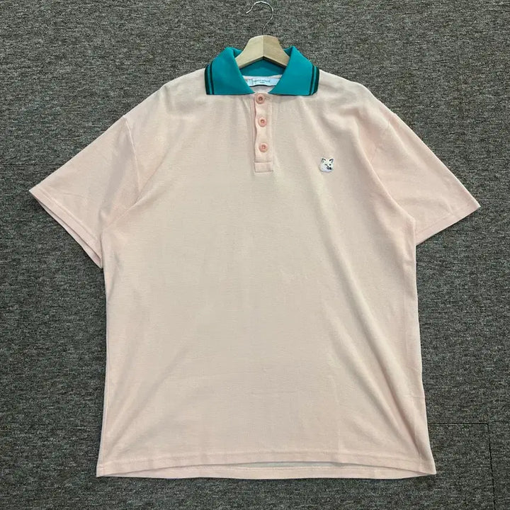 [BUNJANG] Maison Kitsuné Pink Fox Embroidery Short-Sleeve Polo T-Shirt XL / 메종키츠네 핑크 폭스자수 반팔 카라티 XL