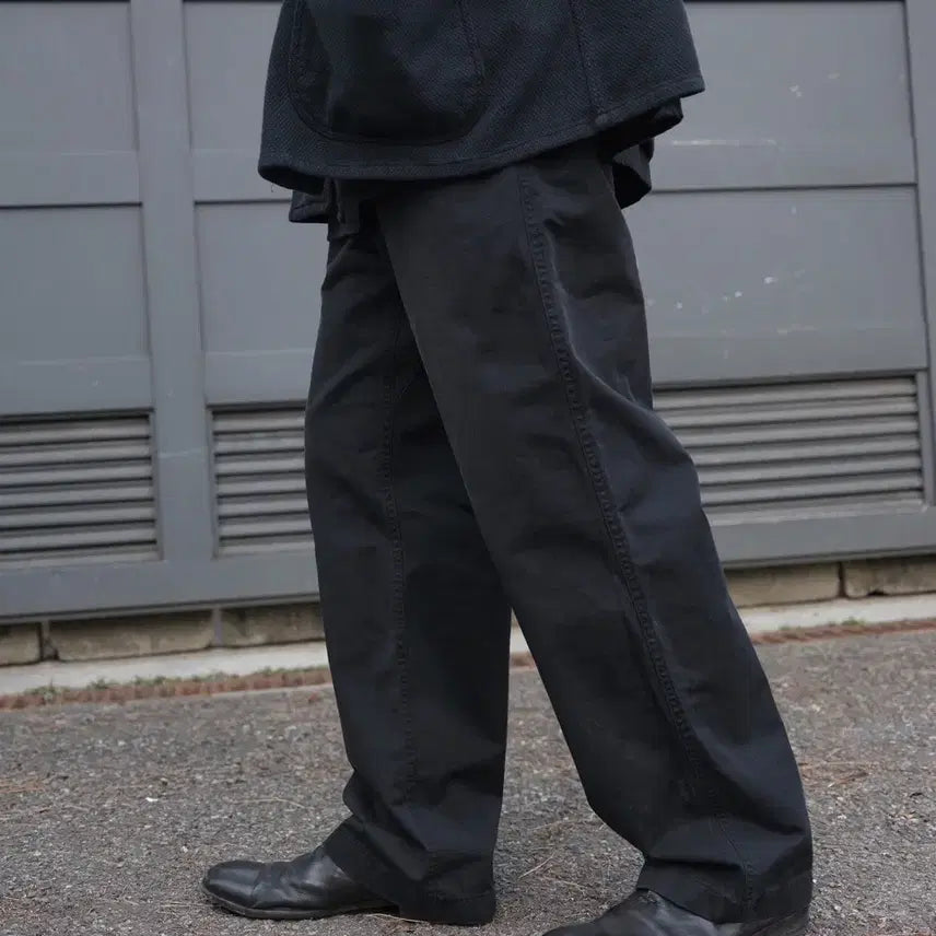 [BUNJANG] Years ago Y-904 Cotton Drill Overdyed Regular Chino Long Version / 이얼즈어고 Y-904 코튼드릴 오버다이드 레귤러 치노 롱버젼 다잉블랙