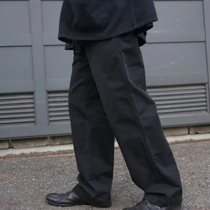 [BUNJANG] Years ago Y-904 Cotton Drill Overdyed Regular Chino Long Version / 이얼즈어고 Y-904 코튼드릴 오버다이드 레귤러 치노 롱버젼 다잉블랙