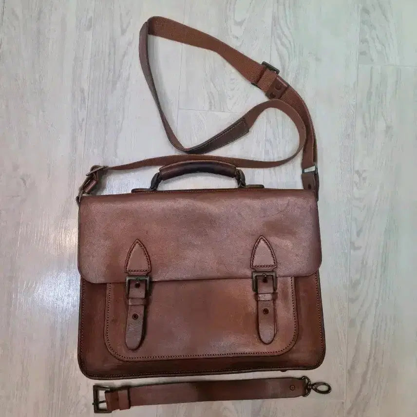 [BUNJANG] Brown Leather Briefcase / 브라운 가죽 서류가방 브리브케이스