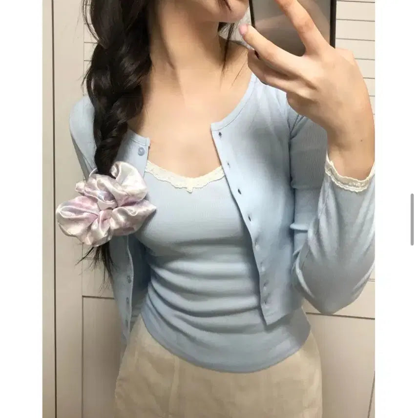 [BUNJANG] JennieO Liz Lace Camisole Cardigan Set / (미개봉) 제니오 리즈 레이스 나시 가디건 세트