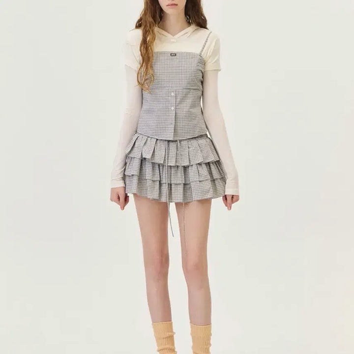 [BUNJANG] Grove Check Skirt (Brown) / 그로브 체크 스커트(브라운)