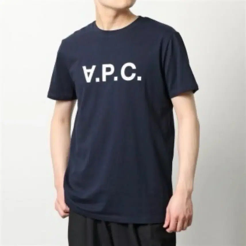 [BUNJANG] A.P.C. Logo Short Sleeve T-Shirt Navy/White / 아페쎄 로고 반팔 티셔츠 네이비/화이트 미개봉 새상품