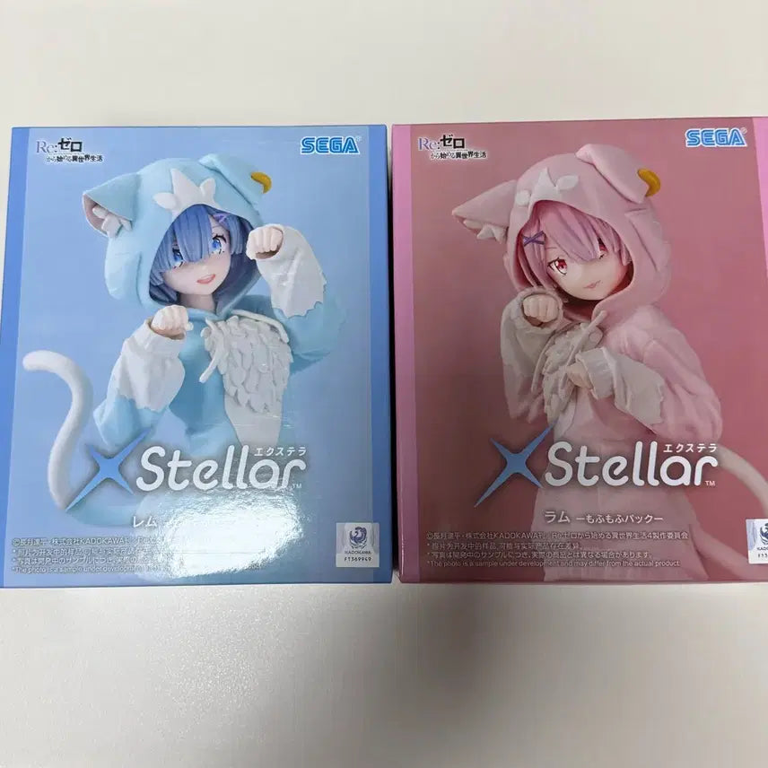 [BUNJANG] Sega x Stellar Re:Zero Ram &amp; Rem Cat "Mofumofu" Pack Figure Set (2 Types) / 세가 xstellar 리제로 렘, 람 고양이 모후모후 팩 피규어