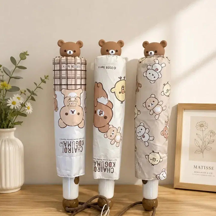 [BUNJANG] Rilakkuma Folding Automatic Sun Umbrella (3 Designs) / 리락쿠마 접이식 자동 양산 우산 3종