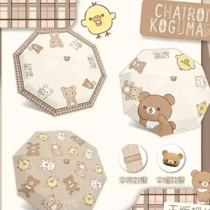 [BUNJANG] Rilakkuma Folding Automatic Sun Umbrella (3 Designs) / 리락쿠마 접이식 자동 양산 우산 3종