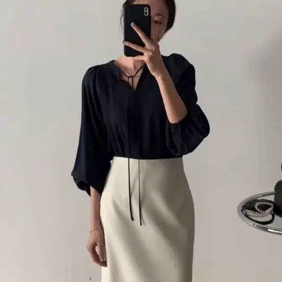 [BUNJANG] Sie Yui Line Skirt Ecru Beige S / 시에 sie 유이 라인 스커트 에크루베이지 S