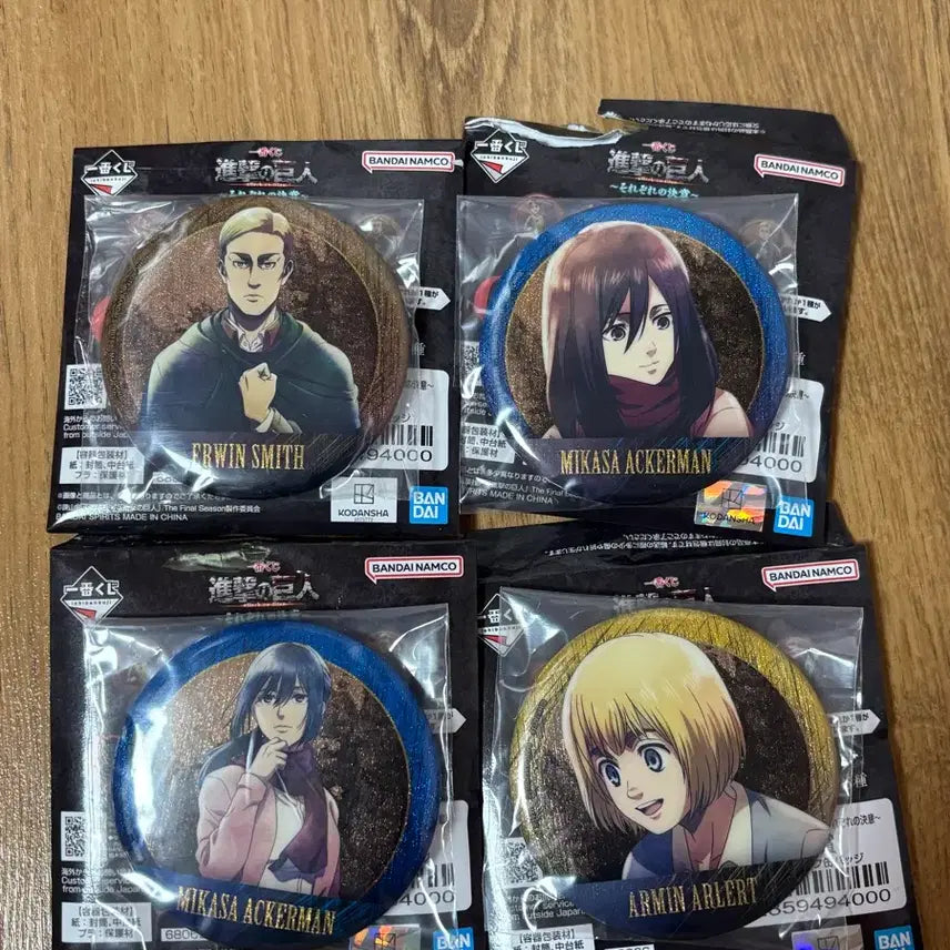 [BUNJANG] Attack on Titan G Prize Metal Can Badge Armin, Erwin, Mikasa 2 Types / 진격의 거인 G상 메탈 캔뱃지 아르민 엘빈 미카사 2종 하위상