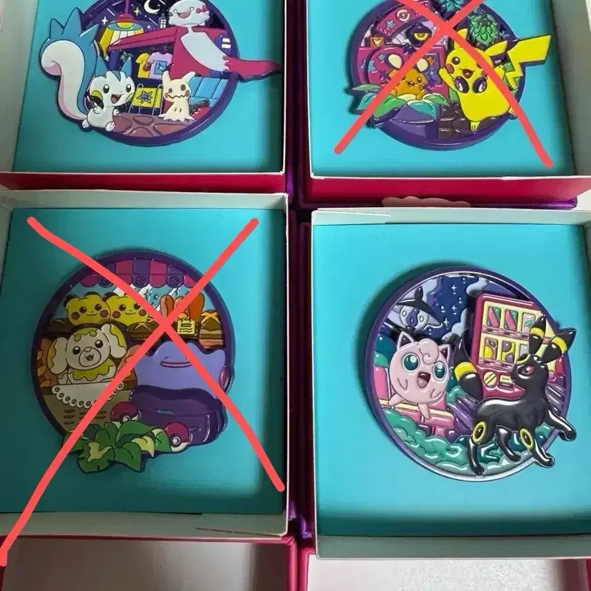 [BUNJANG] Pokemon Pop-Pop Midnight Roulette Pin Badge Collection Set (Pachirisu, Purin) / 포켓몬 팝팝 미드나잇 룰렛 핀뱃지 컬렉션 (파치리스 푸린) 세트