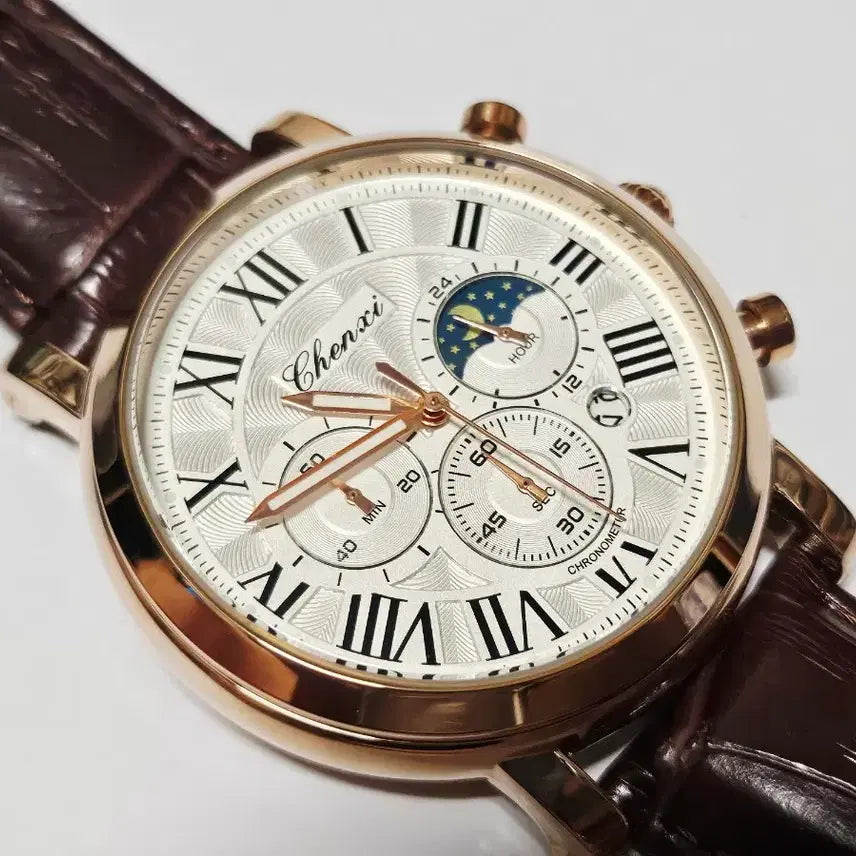 [BUNJANG] Moonphase Leather Watch (Quartz) / 문페이즈 가죽 시계(쿼츠)