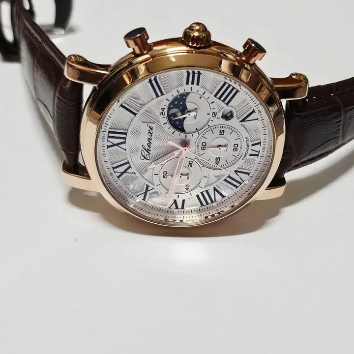 [BUNJANG] Moonphase Leather Watch (Quartz) / 문페이즈 가죽 시계(쿼츠)