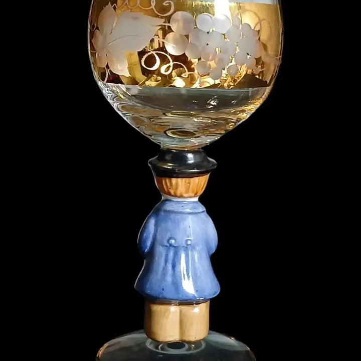 [BUNJANG] German Gobel Porcelain Figurine 14k Gold Trim Wine Glass Set / 독일 괴벨 피겨린 와인잔 셋트