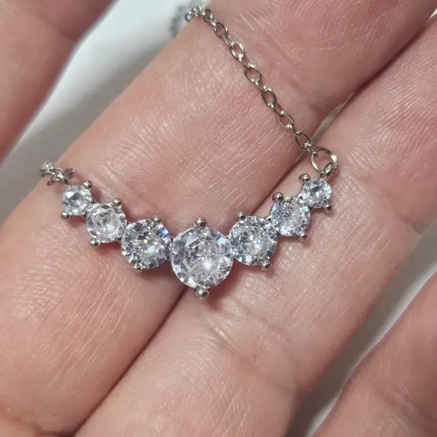 [BUNJANG] Cubic Zirconia Straight Chain Necklace / 큐빅 일자형 체인 목걸이