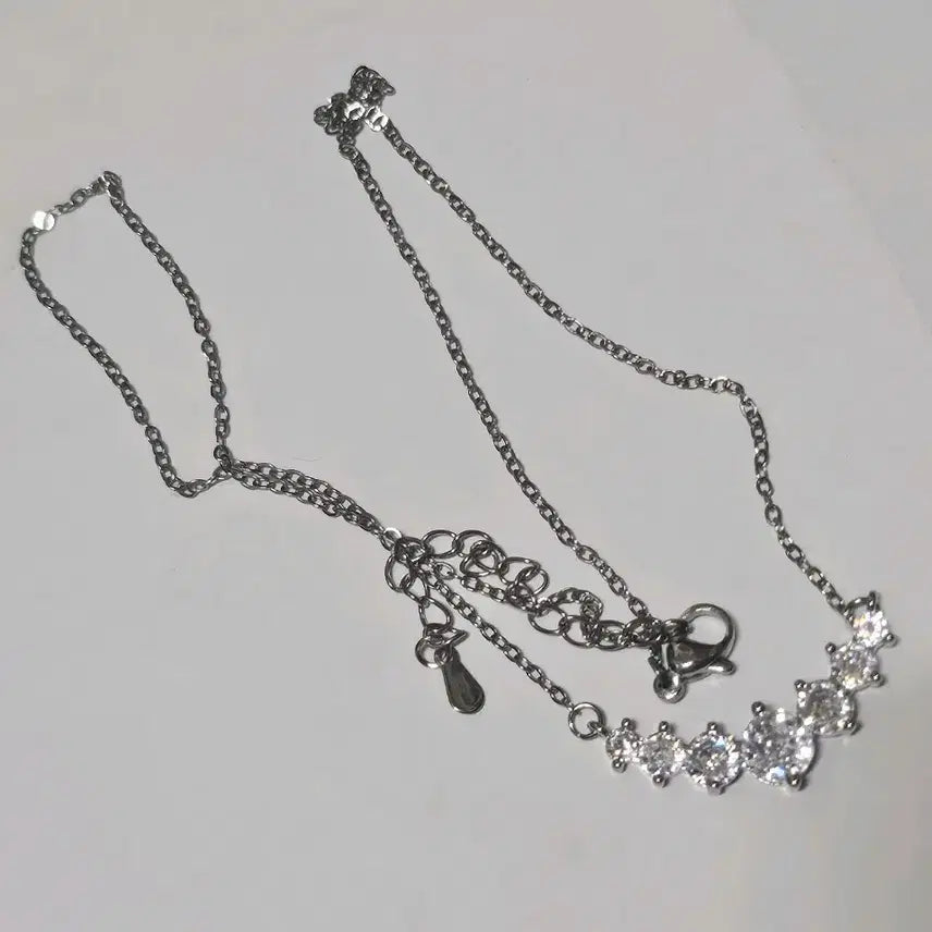 [BUNJANG] Cubic Zirconia Straight Chain Necklace / 큐빅 일자형 체인 목걸이