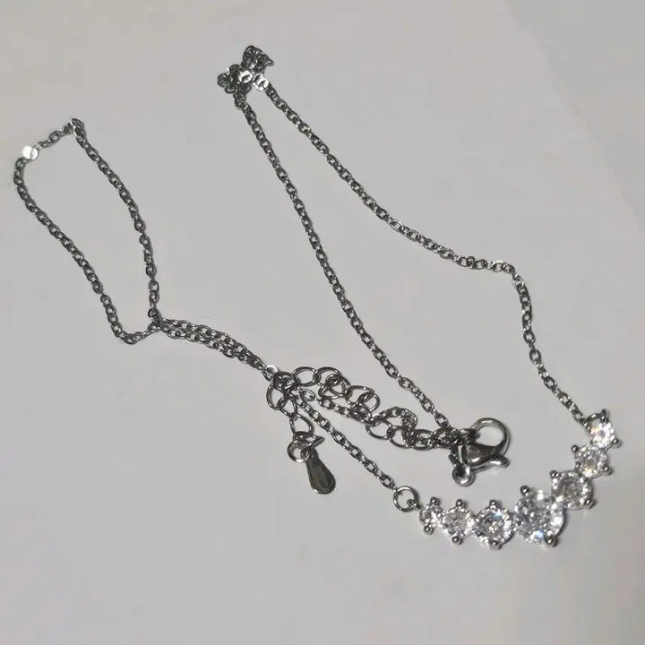 [BUNJANG] Cubic Zirconia Straight Chain Necklace / 큐빅 일자형 체인 목걸이