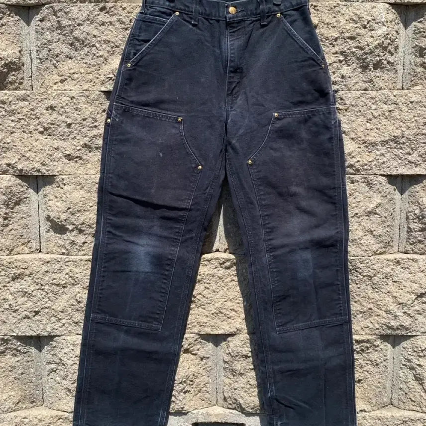 [BUNJANG] Carhartt B01 Double-Knee Loose Original Fit Work Pants Black / 빈티지 칼하트 더블니 워크 팬츠 블랙 31x34