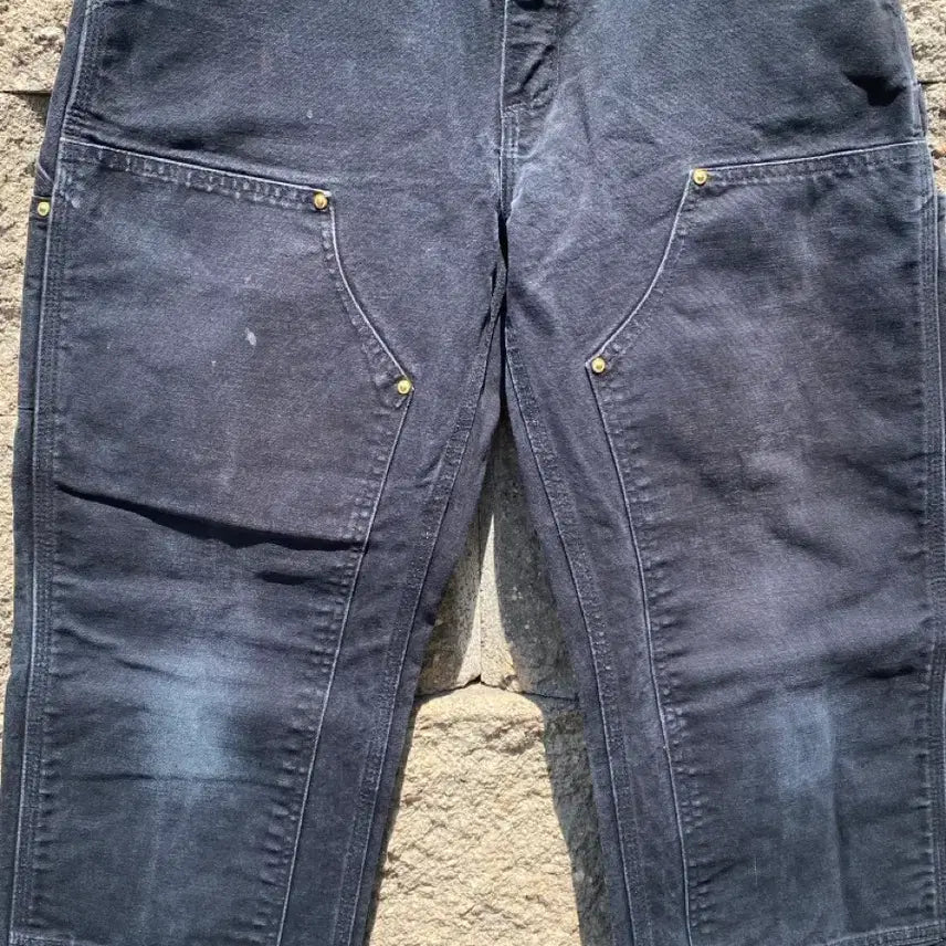 [BUNJANG] Carhartt B01 Double-Knee Loose Original Fit Work Pants Black / 빈티지 칼하트 더블니 워크 팬츠 블랙 31x34
