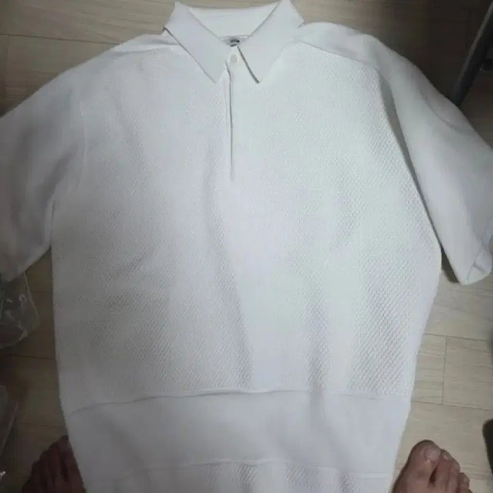 [SOLD OUT] 시스템옴므 정품 카라넥 니트 반팔 화이트 105사이즈