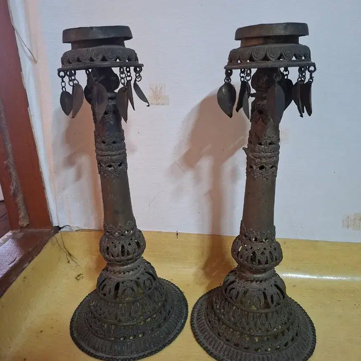 [BUNJANG] Vintage Antique Bronze Candelabra Set / 빈티지 엔틱 청동촛대 세트