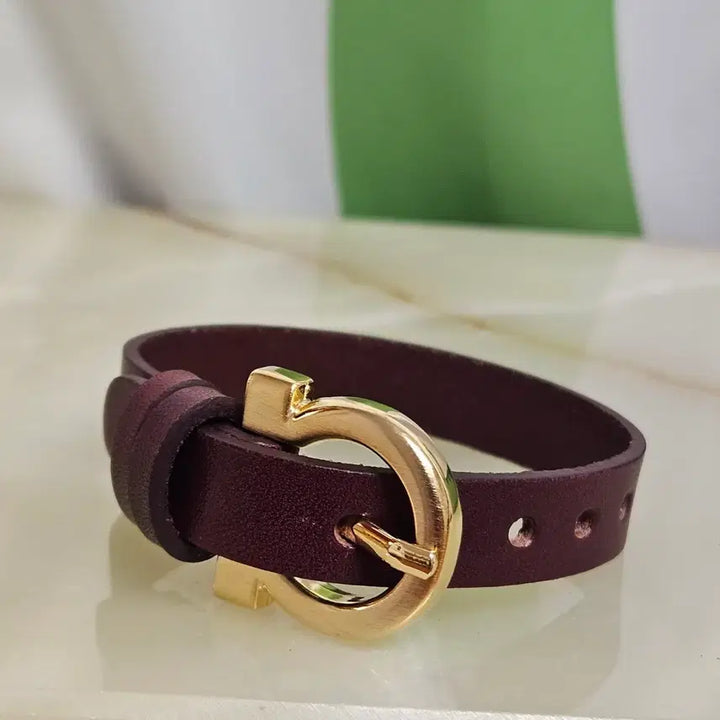 [BUNJANG] Genuine Leather Bracelet Burgundy / 소가죽 팔찌 버건디