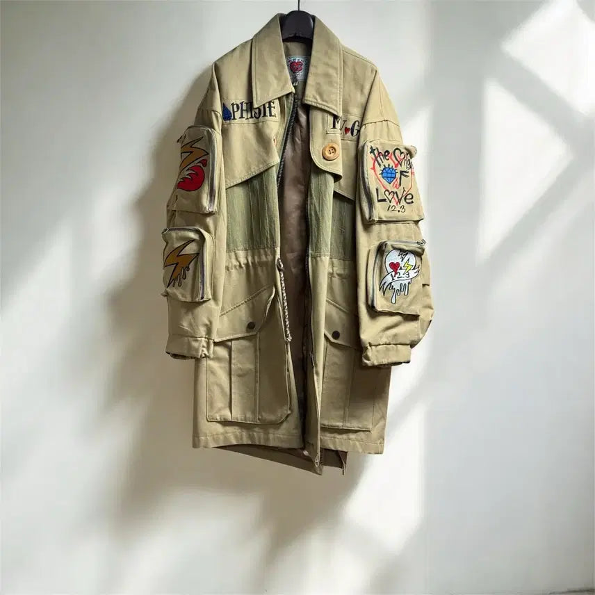 [BUNJANG] Graphiste Man.G Khaki Cotton Field Jacket / 그라피스트 만지 야상 판매합니다
