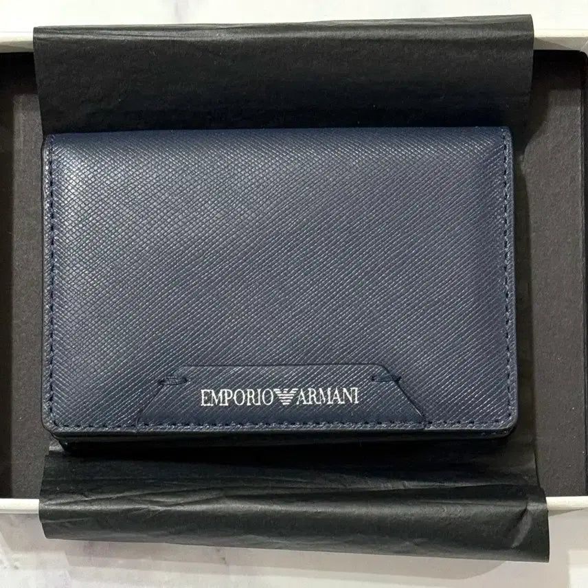 [BUNJANG] Emporio Armani Saffiano Leather Card Holder Navy / [새제품] 엠포리오 아르마니 카드지갑 네이비