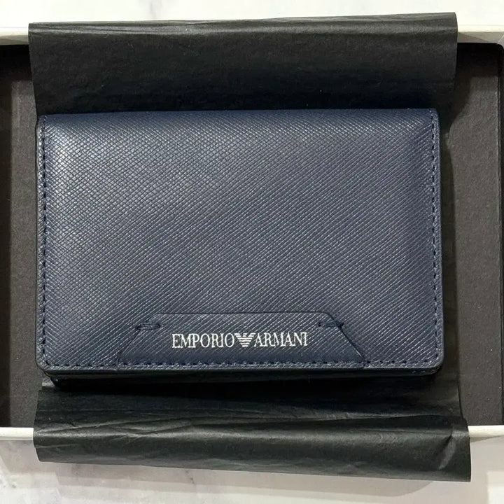 [BUNJANG] Emporio Armani Saffiano Leather Card Holder Navy / [새제품] 엠포리오 아르마니 카드지갑 네이비