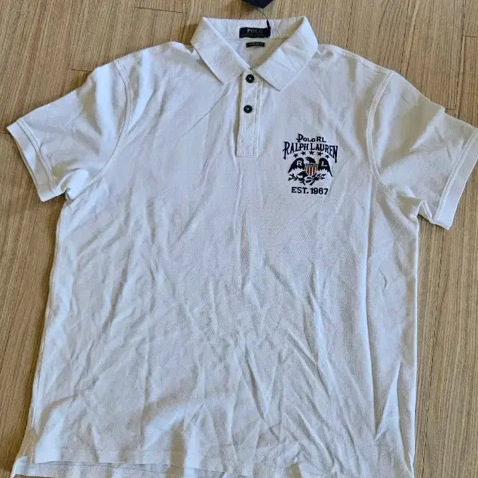[BUNJANG] Polo Ralph Lauren Embroidered &amp; Patched Custom Slim Fit Pique Short Sleeve T-Shirt XL (105) / 폴로랄프로렌 자수&amp;패치 화이트 피케반팔 커스텀슬림핏 XL(105)