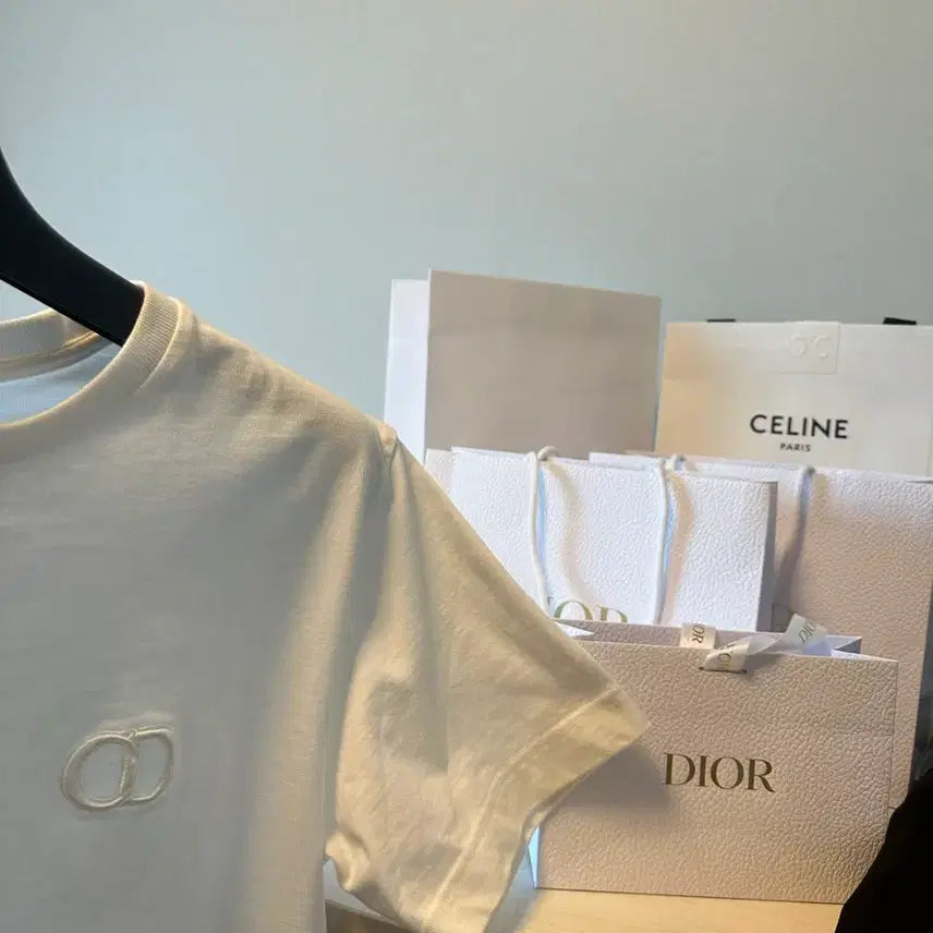 [BUNJANG] Dior CD White Organic Jersey Short Sleeve T-Shirt / 새상품 디올 CD 화이트 오가닉 저지 반팔티 판매