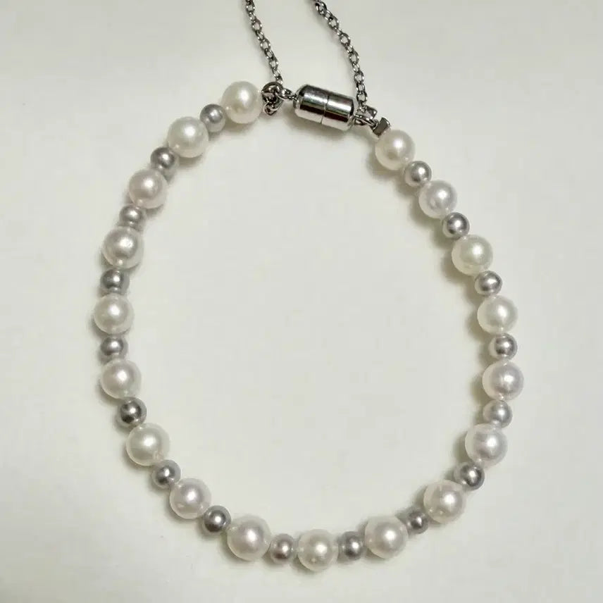 [BUNJANG] Natural Freshwater Pearl Double Color Pearl Bracelet with Magnetic Clasp / 새상품) 천연 담수진주 더블컬러 진주팔찌 5mm+ 자석고리