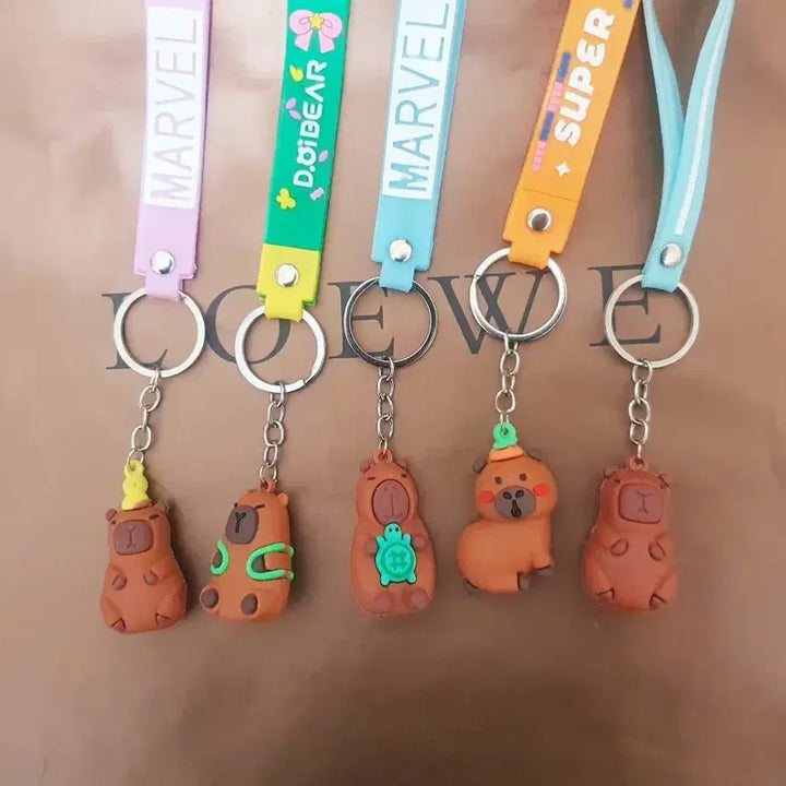 [BUNJANG] Capybara Keychain Set (5 Variants) Figure Gacha Miniatures / 카피바라 키링 5종 세트 열쇠고리 피규어 가챠 인형 미니어처