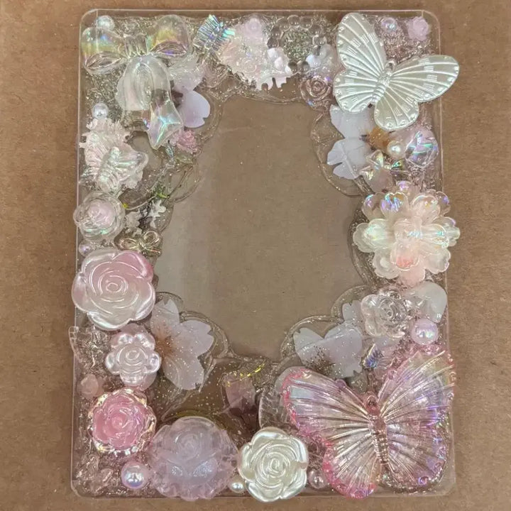 [BUNJANG] Pink Butterfly Flower Ribbon Top Loader Photocard Holder / 핑크 나비 꽃 리본 탑꾸 / 탑로더 포카홀더