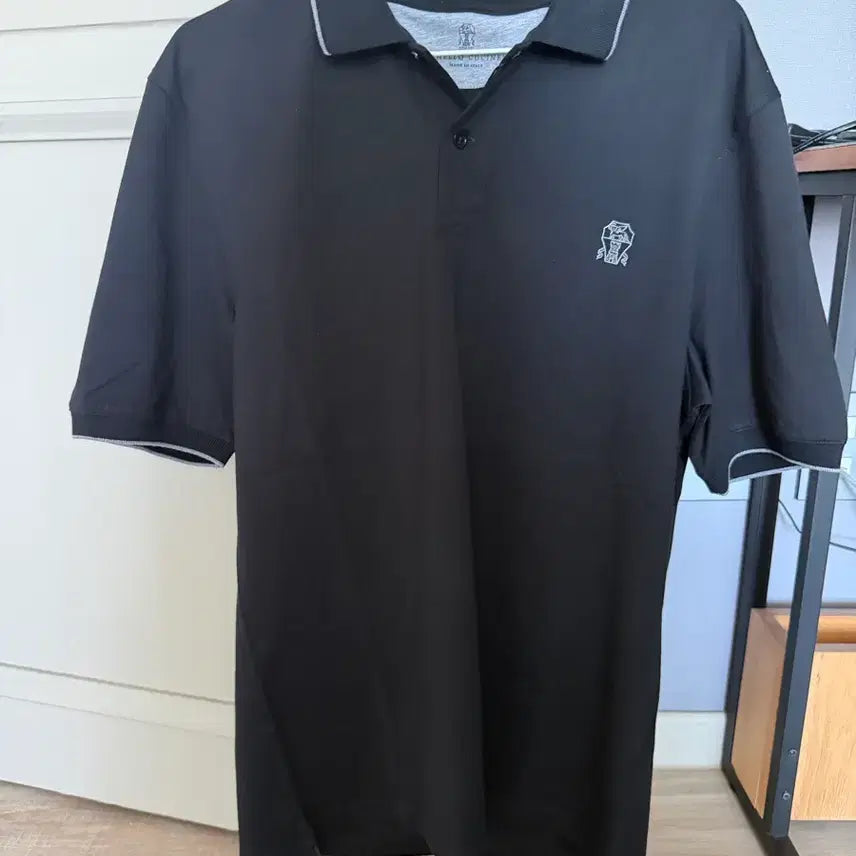 [BUNJANG] Brunello Cucinelli Embroidered Logo Polo Shirt Black L / 새상품 브루넬로 쿠치넬리 자수 로고 폴로 셔츠 블랙 L
