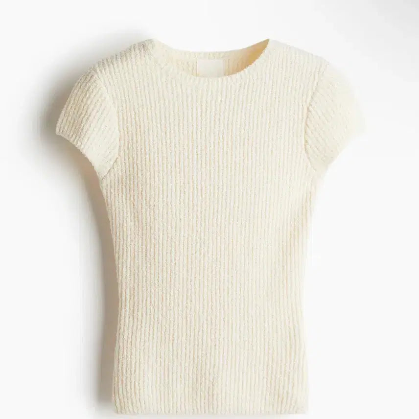 [BUNJANG] H&amp;M Ribbed Knit Cropped Top XS Ivory / H&amp;M 에이치엔엠 골지 니트 탑 XS 아이보리