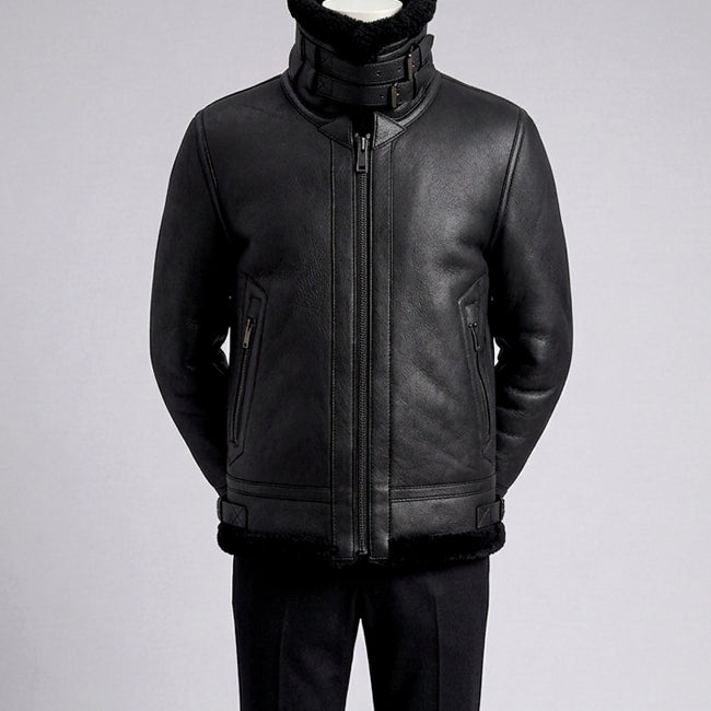 [BUNJANG] ZIOZIA And Z Kim Soo Hyun Black Lambskin Shearling B-3 Bomber Jacket (Size 100) / 지오지아 And Z/앤드지 249 타임 모티브 양가죽 무스탕 자켓/100