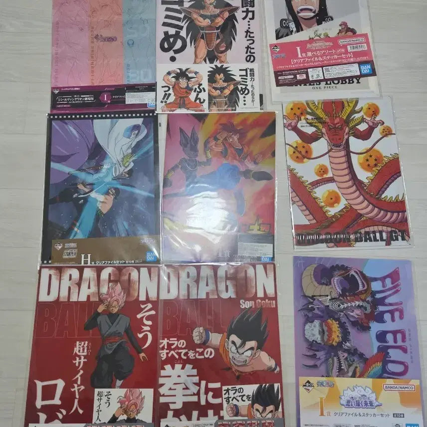 [BUNJANG] Dragon Ball One Piece Ichiban Kuji Clear File &amp; Sticker Set (9 Types) / 드래곤볼 원피스 제일복권 클리어 파일 &amp; 스티커 세트 9종