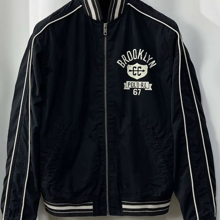 [BUNJANG] Polo Ralph Lauren Brooklyn Black Garment-Dyed Varsity Jacket / 폴로 랄프로렌 브루클린 블랙 가먼트다이 바시티 자켓