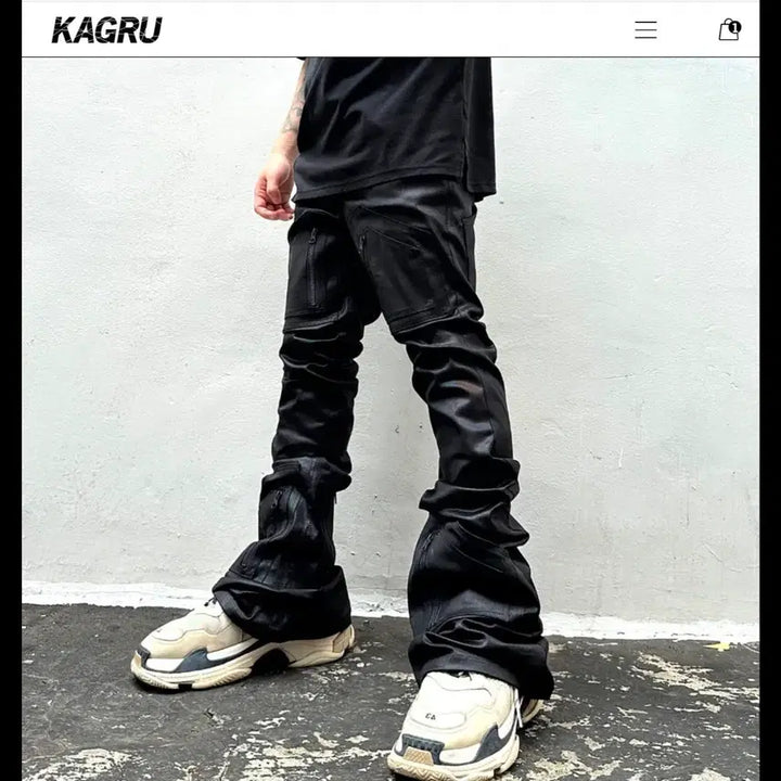 [BUNJANG] Kagru Coated Flare Jeans GRU-6+2ZP-SCB Model (Unused) / KAGRU 코팅 플레어진(GRU-6+2ZP-SCB모델)(미사용)(새제품)