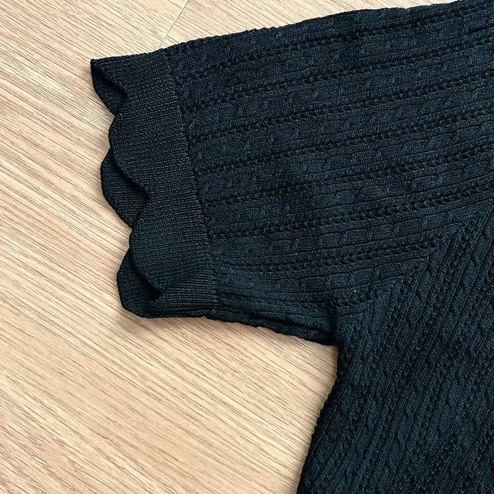 [BUNJANG] Summer Short Sleeve Knit Top - Black / [새상품] 여름 반팔 니트 블랙