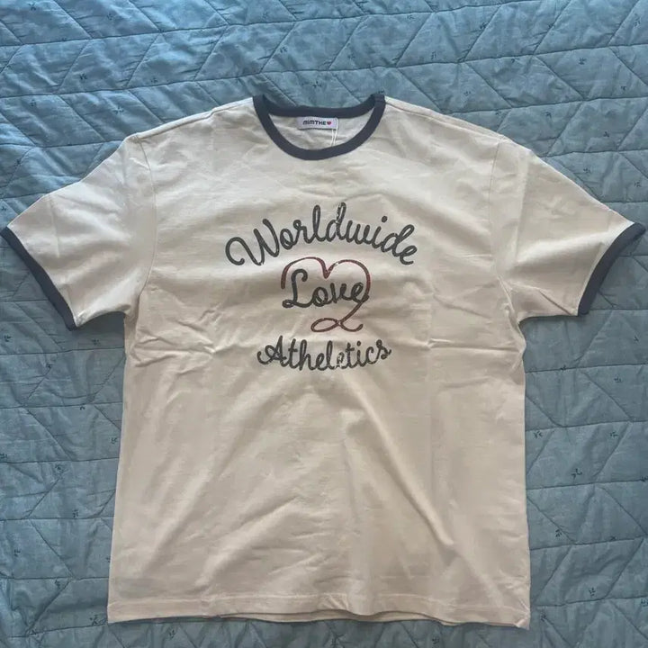 [BUNJANG] Memethewardrobe Heart Ringer T-Shirt Cream / [새상품]밈더워드로브 하트 링거 반팔티 크림
