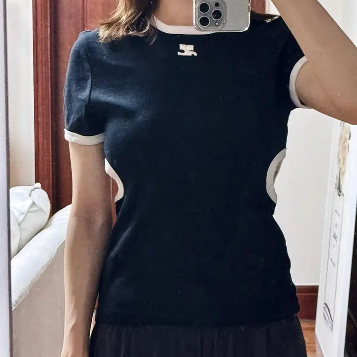 [BUNJANG] Courreges Cut-Out Short Sleeve T-Shirt / 꾸레쥬 Courreges 컷아웃 반팔 티셔츠