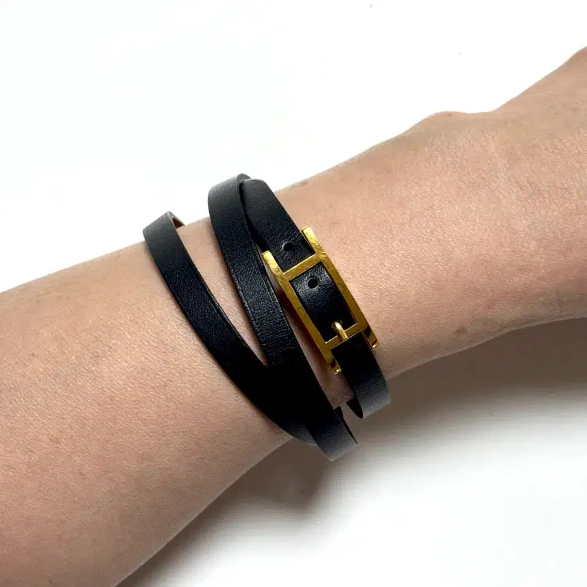 [BUNJANG] Hermes Behapi Triple Tour Bracelet Gold H Buckle Black / 에르메스 비하피 트리플투어 팔찌