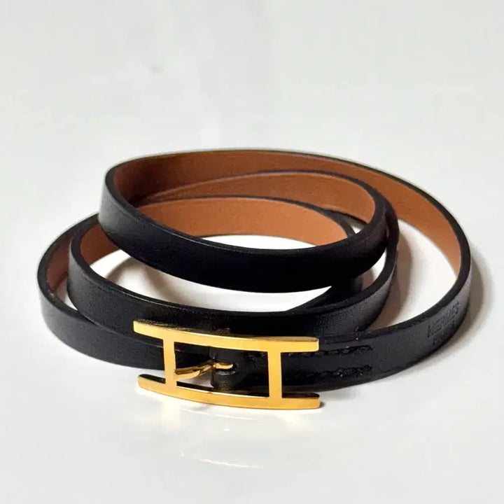 [BUNJANG] Hermes Behapi Triple Tour Bracelet Gold H Buckle Black / 에르메스 비하피 트리플투어 팔찌