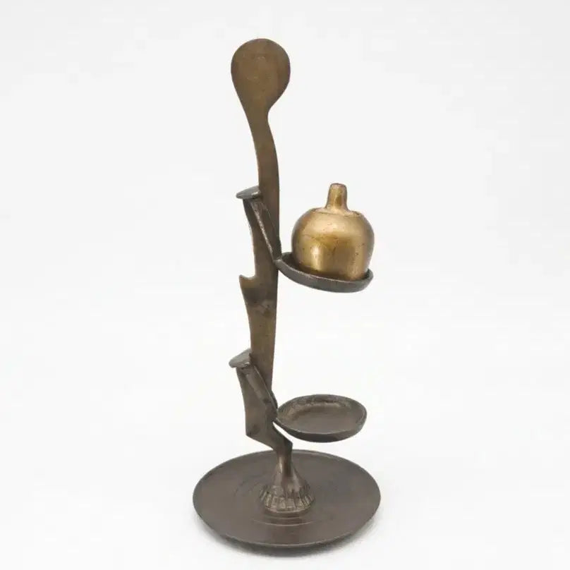 [BUNJANG] Antique Brass Oil Lamp Stand &amp; Holder / 민속품 연대감이 좋은 동제 등잔대 호롱