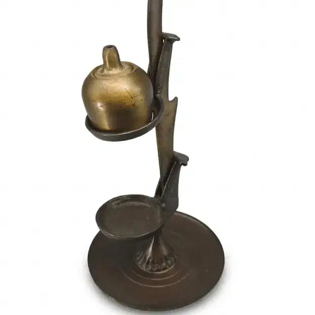 [BUNJANG] Antique Brass Oil Lamp Stand &amp; Holder / 민속품 연대감이 좋은 동제 등잔대 호롱