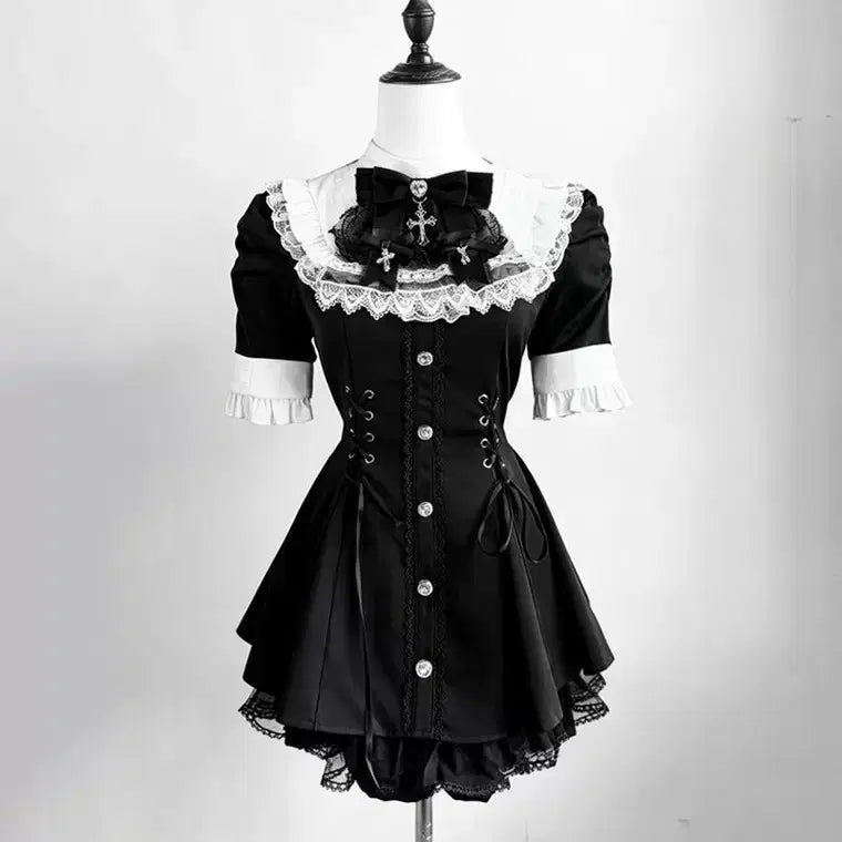 [SOLD OUT] 지뢰계 고딕러플 셋업(3종색상)블랙 핑크 블루