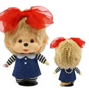[BUNJANG] Hong Kong Big Head Ribbon Monchhichi Mini Doll Keychain / 홍콩 빅헤드 리본 몬치치