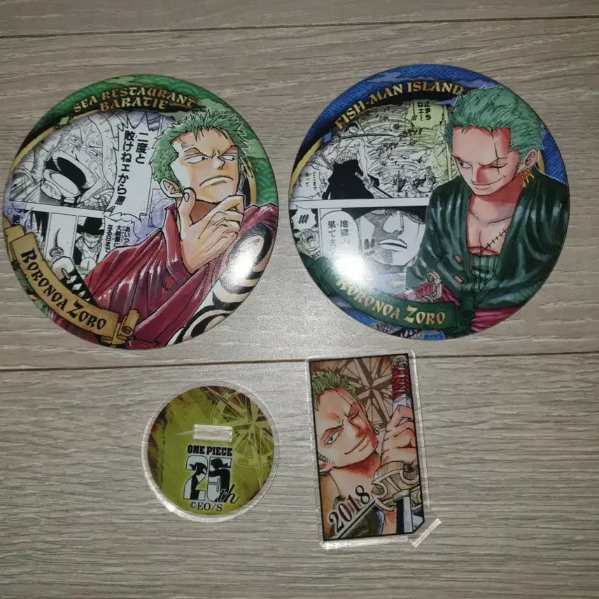 [BUNJANG] One Piece Zoro Can Badge &amp; Acrylic Stand Set / 일괄)원피스 조로 캔뱃지 아크릴 스탠드 원화